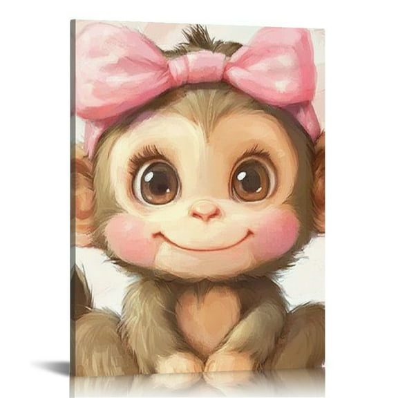 Patifu Cute Monkey Canvas Prints Wall Art for Living Room, Bedroom, and Home Office Decoration 12x16 in
