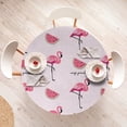 thumbnail image 4 of Ambesonne Tropical Emoji Fitted Round Tablecloth, Watermelon Flamingo, 45"- 56" Diameter, Soft Pink Fern Green, 4 of 5