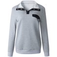 thumbnail image 3 of Femmes Mode Fermeture Éclair Manches Longues Matelassé Pull-Over Chemise Top, 3 of 6