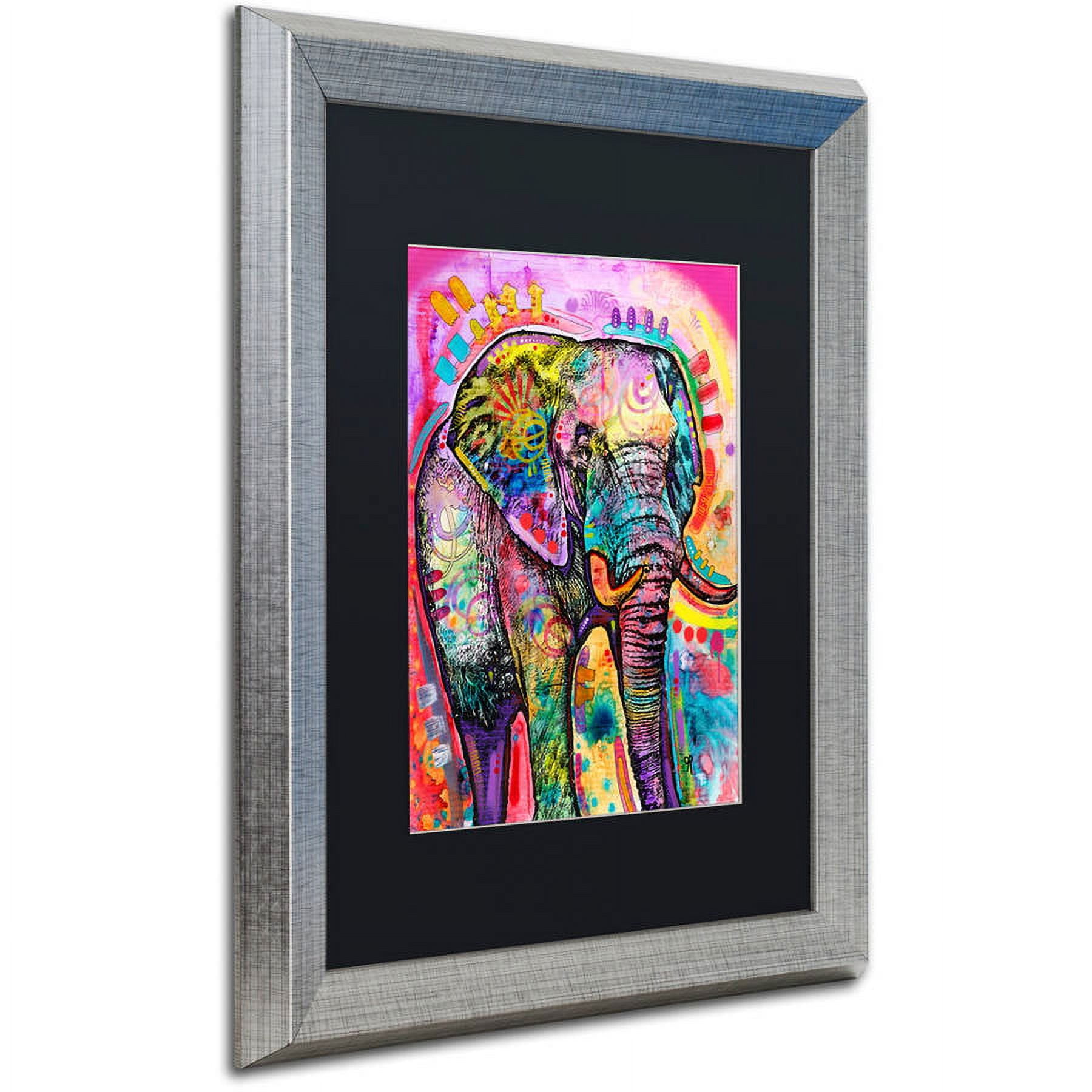 Trademark Fine Art "Elephant" Canvas Art by Dean Russo, Black Matte, Silver Frame