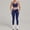 Navy, variant on SKQIT 2 Piece Women's Sports Yoga Sets, Sleeveless U Neck Backless Tank Top and High Waist Crossover Leggings With Pockets Gym Pilates Outfits Set