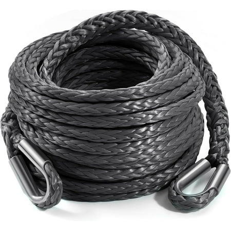 Winch Rope Extension, 3/8'' x 50ft Synthetic Winch Extension Rope, 26,500 Lbs Winch Extension Line for Off Road Vehicle ATV UTV SUV Jeep(Gray)