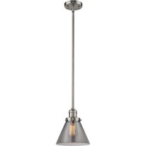 Innovations Lighting  Franklin Restoration Cone - 1 Light 8" Stem Hung Mini Pendant Brushed Satin Nickel/Plated Smoke