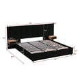 thumbnail image 4 of Aukfa King Size Upholstered Bed Frame with Drawers and LED Lights, Hydraulic Platform Bed with USB Port & Oversize Wingback Headboard, Black, 4 of 8