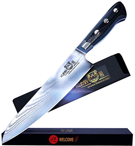 KUMA Chef Knife Japanese Damascus Carbon Steel Kitchen Knife with Knife Sheath 8 Inch
