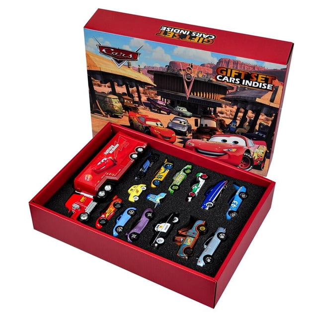 Cars Disney Pixar Car 3 conjunto de lujo caja de regalo Lightning McQueen Mater camión 1:55 aleación Metal Diecast modelo coche juguete para niños Gao Jinjia LED