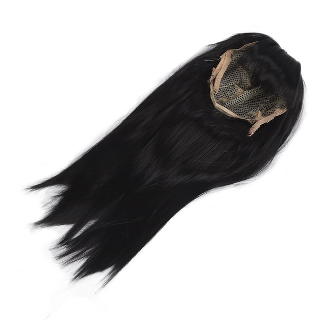 Periwig Para Niños, Flequillo, Reemplazo De Cabello Largo Y Liso, Correas Ajustables, Negro Para Niñas Para Perforación