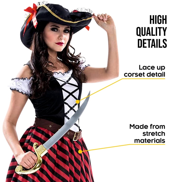 black pirate dress The – Charcoal Windowpane Check – Stuart Trevor up back with modesty panel and attached black fabric tying belt Black and Silver Steampunk Pirate