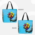 thumbnail image 3 of Naloa Elephant Trunk Couple Flowers Tote Bag for Women, Foldable Tote Bag With Zipper, Large Shoulder Bag, Top Handle Handbag for Travel, Work, Shopping, 3 of 9