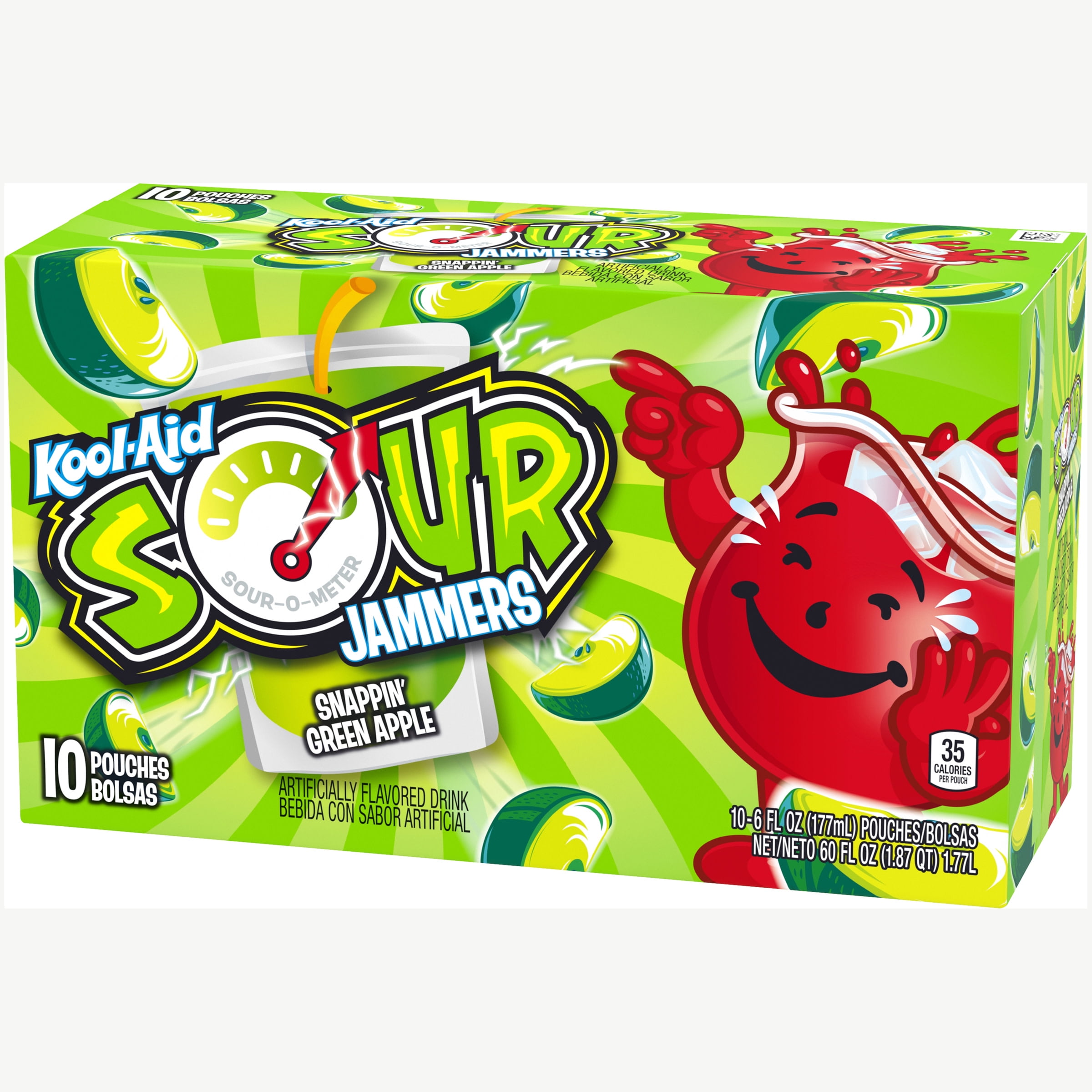 Kool-Aid Sour Jammers Snappin' Green Apple Kids Drink Juice Box