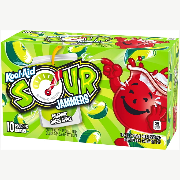 Kool-Aid Sour Jammers Snappin' Green Apple Kids Drink Juice Box