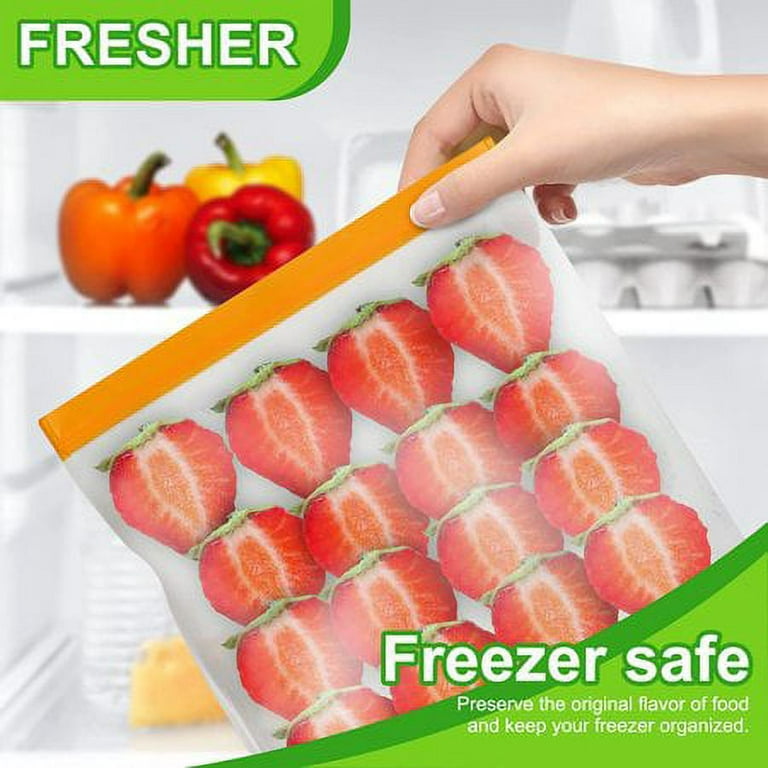 Reusable Food Storage Bags - 12 BPA Free Reusable Freezer Bags (2