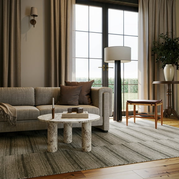 Rugs USA x Nate Berkus Mateo Striped Wool Cozy Area Rug, 9' 6" x 13' 6", Mateo Olive