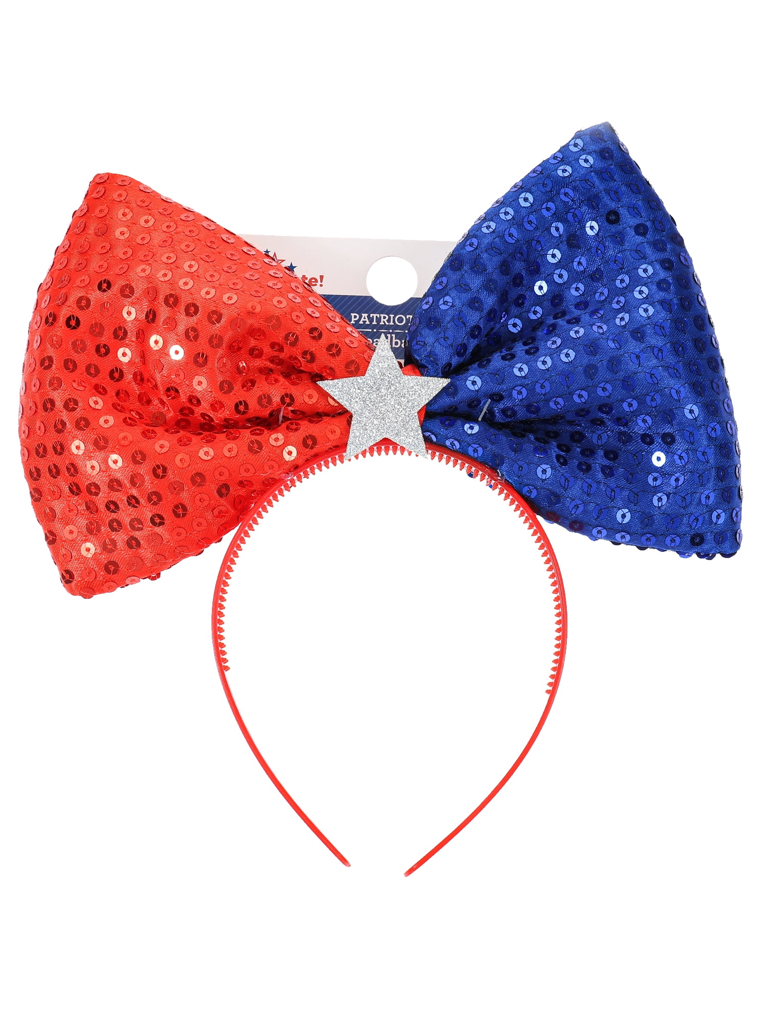 Way to Celebrate Americana Large Sequin Bow Headband, 1 Piece