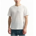 thumbnail image 5 of YLSDY Men's Solid Color Jacquard Trendy Tees, Stretch Slim Fit Athletic Muscle Shirts Summer Short Sleeve Breathable Tops White L, 5 of 9