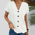 thumbnail image 2 of Women's Stylish Casual Lapel Short Sleeve Button Down Cardigan Loose Fit Comfortable T-Shirt Top, 2 of 2