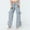 Light Blue, variant on NTACZA Loose Plus Size Womens Pants In Store Blue Wide-Leg High Waist Denim Bow Tie Jeans Ladies Pants