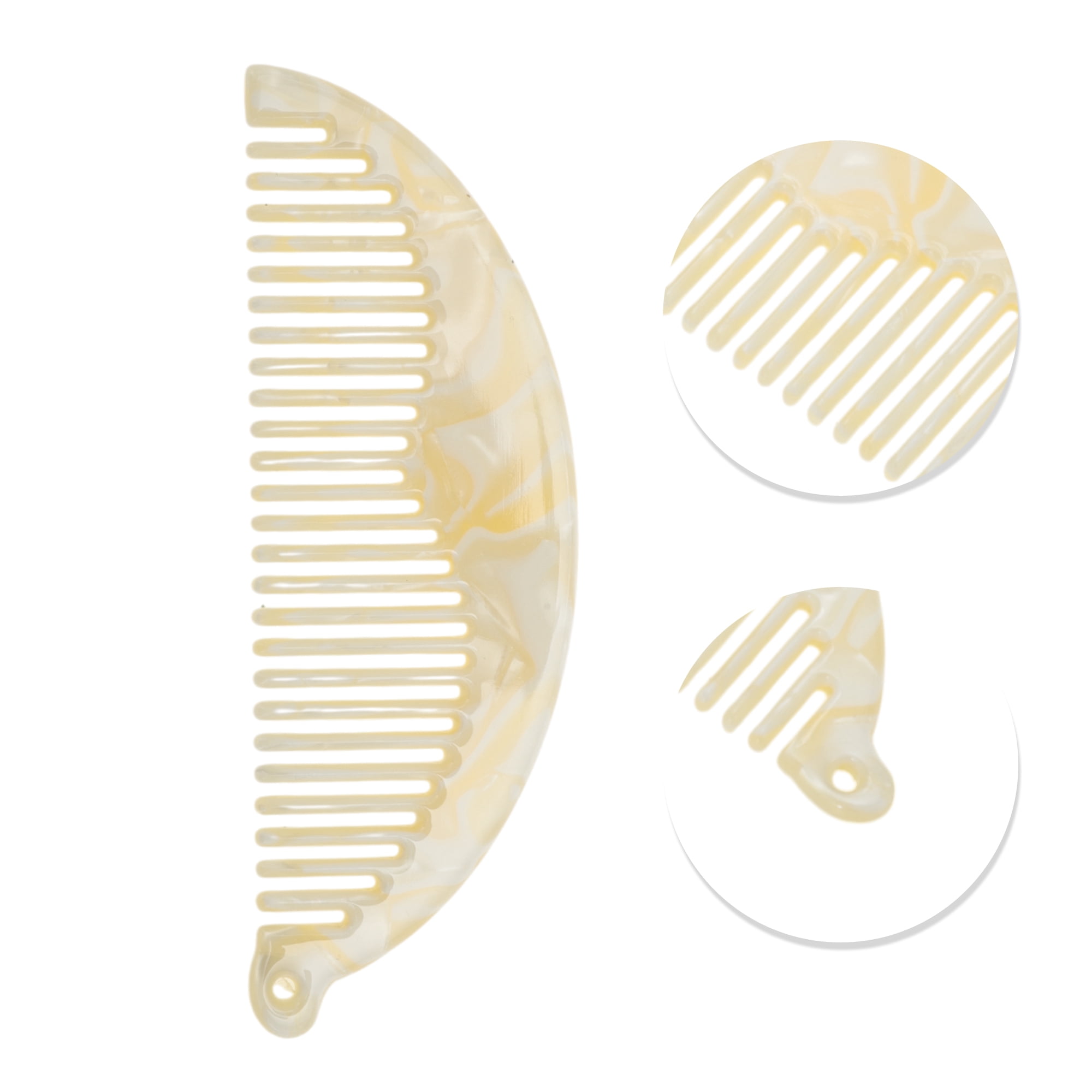 Unique Bargains 1 Pc Half Round Hair Comb with Hole for All Hair Types Styles Yellow