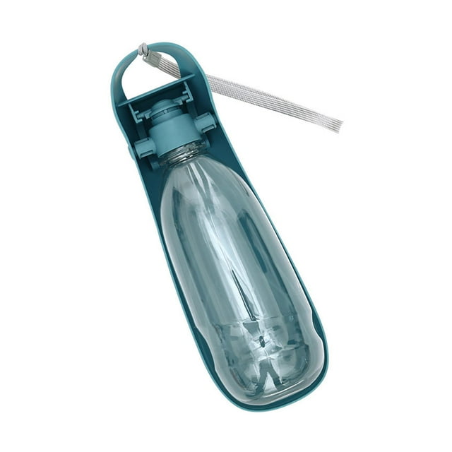 Pet Dog Water Bottle Dispenser Portable Foldable with Drinking Feeder Compact Convenient Capacity 550ml Water Container , Blue