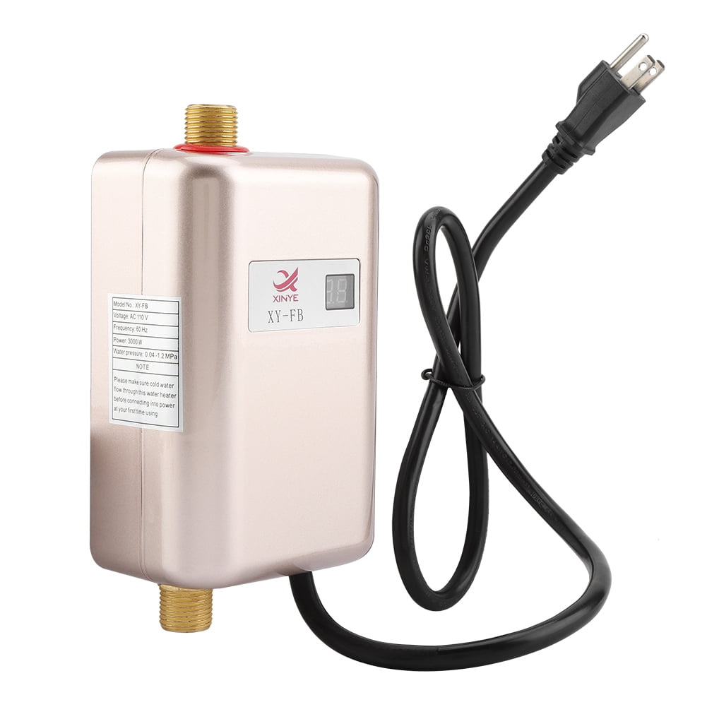 HERCHR Water Heater 110V 3000W Mini Electric Tankless Instant Hot 
