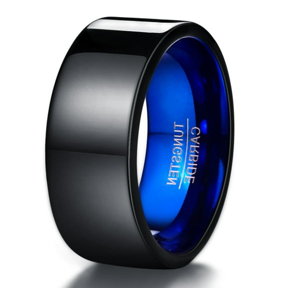 10mm Black Blue Tungsten Carbide Wedding Ring Engagement Band for Men Size 7-13