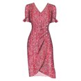 thumbnail image 2 of IDALL Summer Dresses,Petite Dresses Multicolor Summer New Women's V Neck Fragmented Flower Hem Irregular Floral Print Button Waist Dress Hawaiian Dresses,Modest Dresses,Womens Dresses Red 2 Dress M, 2 of 3