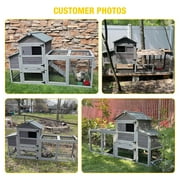 Aivituvin 82.4 Chicken Coop with Wheels, Large Hen House with Run, Chicken Cage for 4-6 Chickens, Weatherproof Asphalt Roof, Nesting Box & Pull-Out Tray