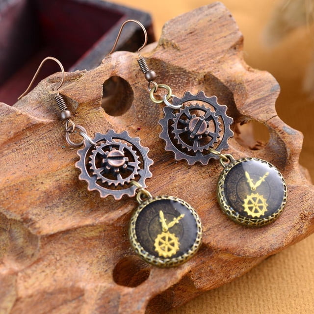 Pendientes de Engranajes de Reloj de Bolsillo Salvador Steampunk Bronce