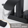 thumbnail image 4 of WOWOW Waterfall Bathroom Sink Faucet,Matte Black Two Handles Bathroom Faucet with Metal Pop up Sink Drain Stopper, 2 or 3 Holes Bathroom Basin Lavatory Mixer Tap with Deck Mount Plate, 4 of 7