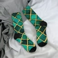 thumbnail image 5 of Hirioo Green Mosaic Glass Pattern Adult Middle Tube Socks Breathable Sock Non-Pilling,Contrasting Color Design, 5 of 6