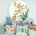 thumbnail image 2 of Designart 'Yellow Vintage Orchids On White' Traditional Circle Metal Wall Art 29x29 - Disc of 29, 2 of 5