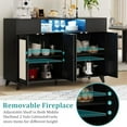 thumbnail image 3 of Sideboard Buffet Cabinet, 4 Rattan Doors 2 Drawers Accent Storage Cabinet, Console Table Coffee Bar w/Power Outlet & LED Light, Adjustable Shelves for Dining Living Room, Hallway, 3 of 7