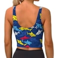 thumbnail image 4 of Goofa Cartoon Shark Printed Sports Bras for Women, High Impact Running Bra Workout Crop Tank Tops Longline Sports Bra Push up-Large, 4 of 9