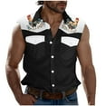 thumbnail image 2 of Camiseta sin mangas con cuello vuelto para hombre, estilo informal, a la moda, con estampado, cuello vuelto, sin mangas, bolsillos, deportiva, de poliéster, 2 of 5
