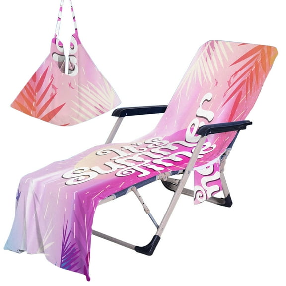 Sun Lounger Towel in Bag with Pockets Storage,Lounge Chair Cover Beach Towel with Pockets,Multipurpose Microfiber Quick Drying Camp Towels Oversized Slip Indoor /Outdoor