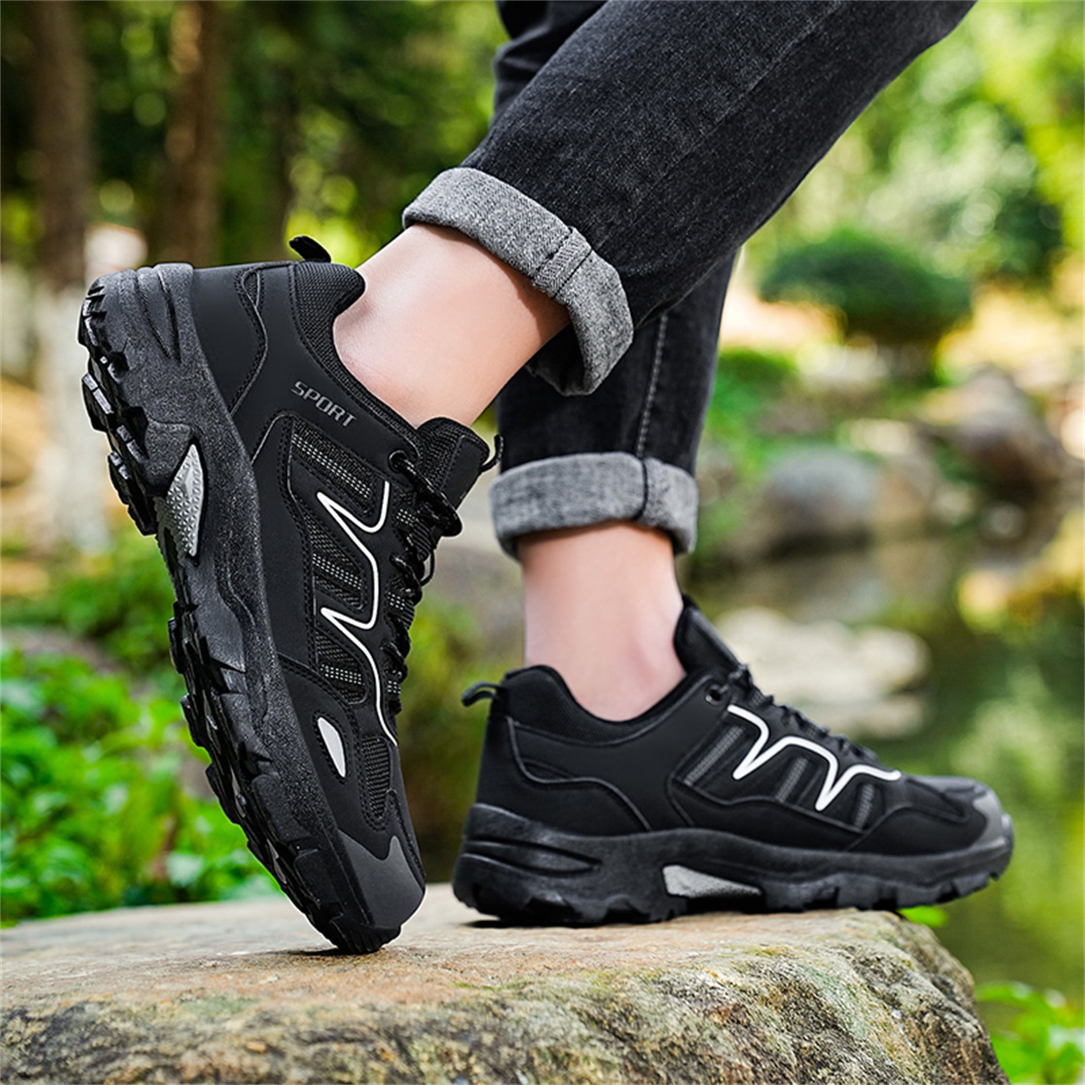 LASUDRAA Mens Womens Non-Slip Hiking Shoes Breathable Lightweight Outdoor Trekking Sneakers for Walking Camping