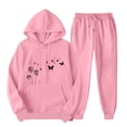thumbnail image 2 of Womens 2 Piece Outfits Heart Print Hoodie Sweatsuit Sets Loose Comfy Sweatshirt Fall Fashion Sweatpants with Pockets (2XL, Pink 04), 2 of 7