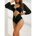 thumbnail image 2 of DARING DIVA Women's 1 Piece Cut Out Ring Plunge Neck Shirred Bikini XS Black, 2 of 6