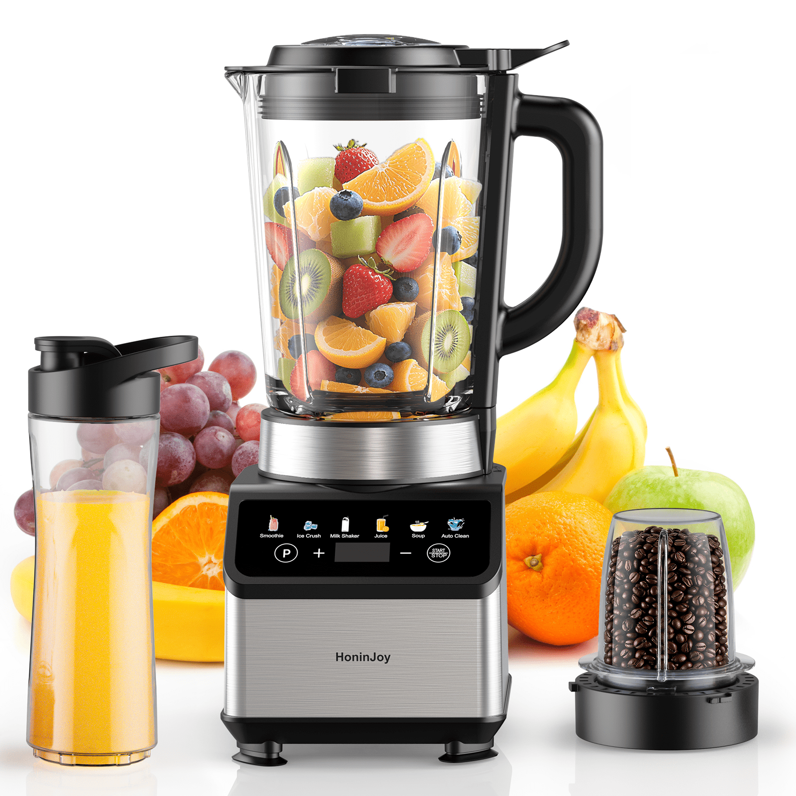 HoninJoy 3-in-1 Professional Blender, 20oz Travel Jar and Grinder