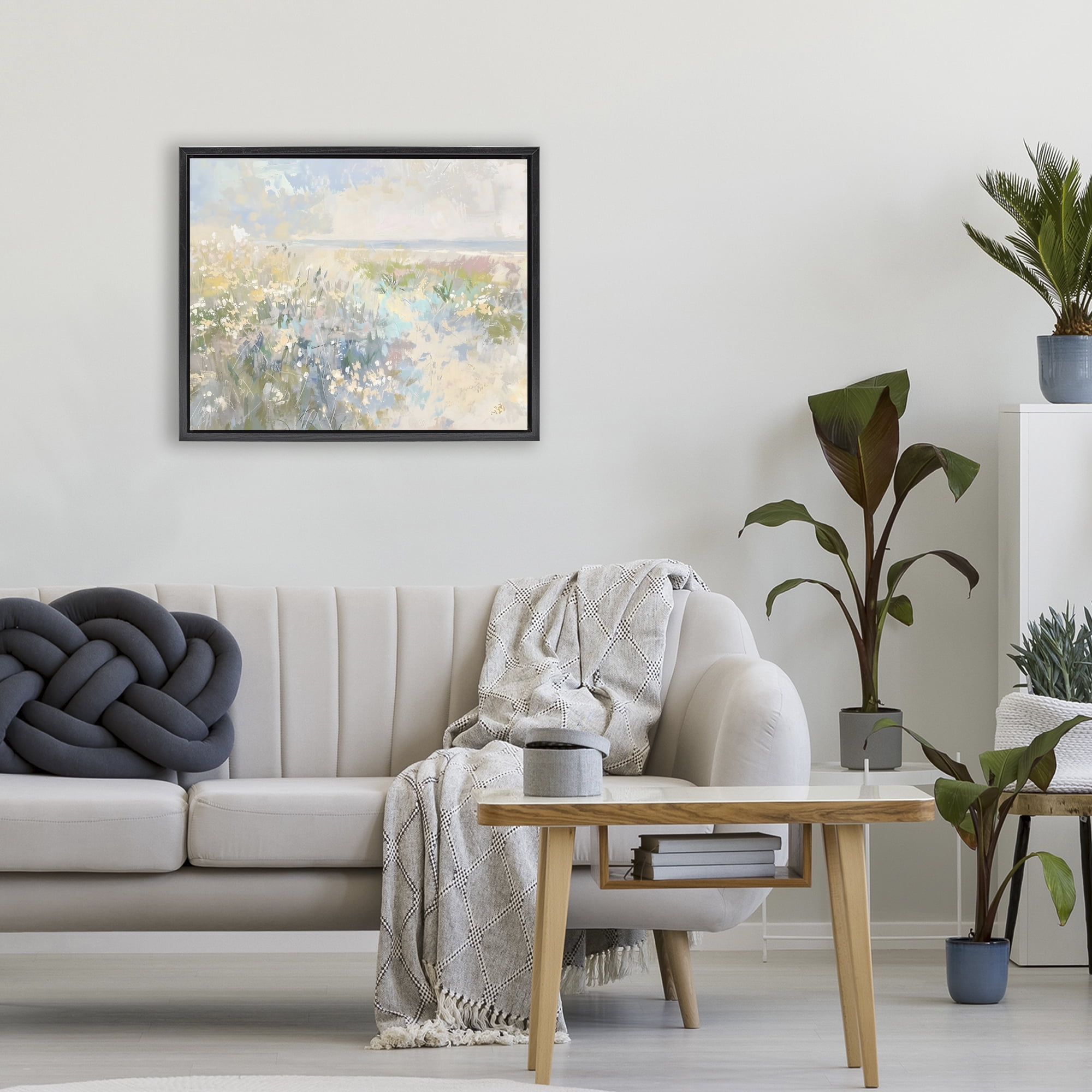 Stupell Industries Mottled Pastel Field Impression Black Framed Floater Canvas Wall Art, design by Creative Studio