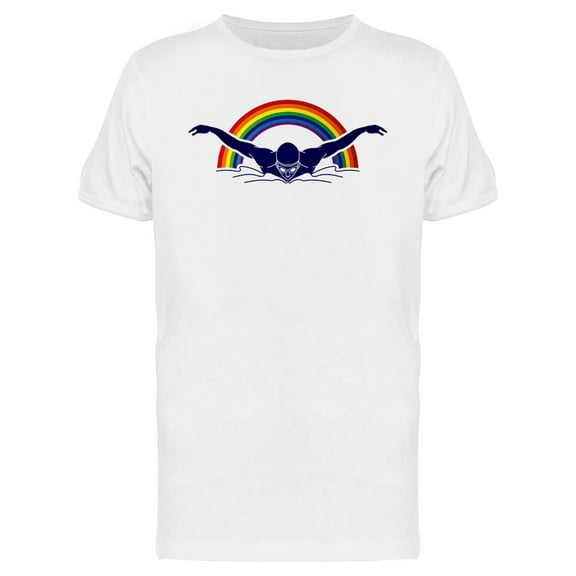 Man Swimming On Rainbow    T-Shirt Men -Image by Shutterstock, Male Small