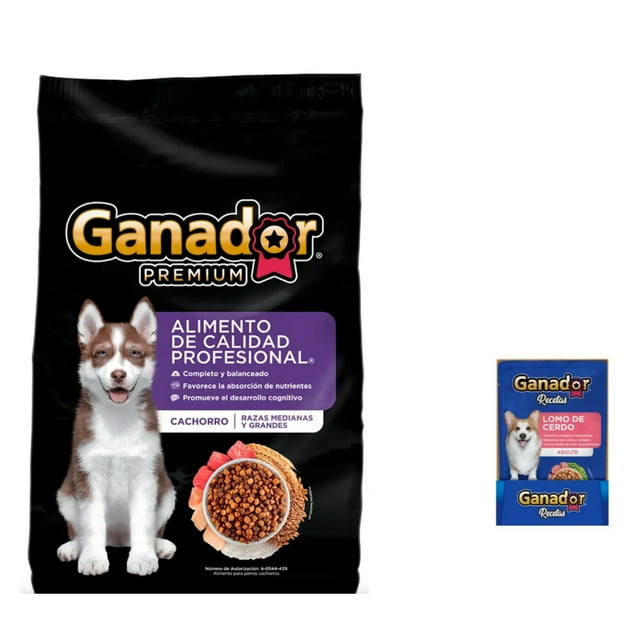 Ganador Premium Cachorro Med 20kg + Sobres Lomo de Cerdo 22 Pzas