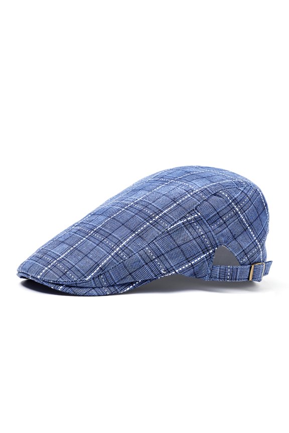 Adults Peaked Cap, Plaid Baseball Hat Beret Sun-Resistant Hat for Men