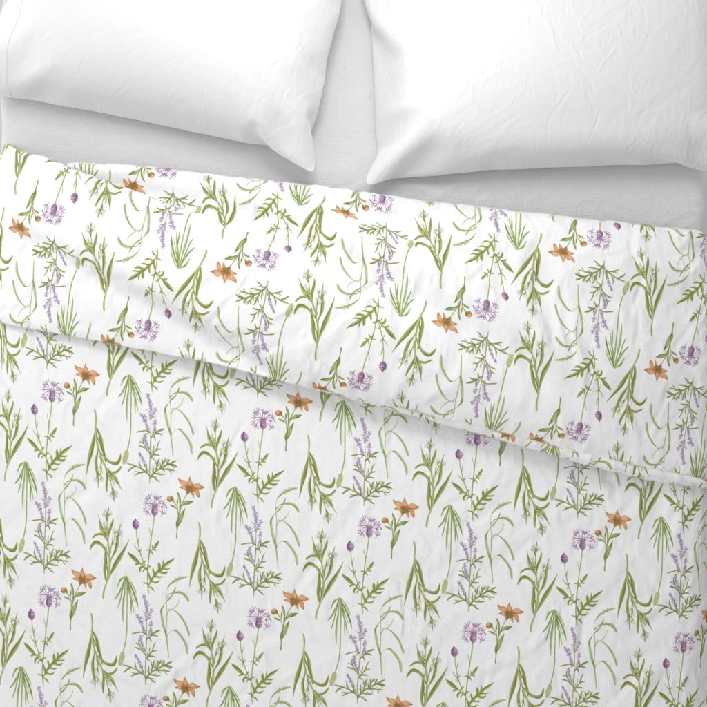 Cotton Sateen Duvet Cover, King/Cali King - English Bright Leaves Botanical  Vines Green Greenery Print Custom Bedding by Spoonflower 