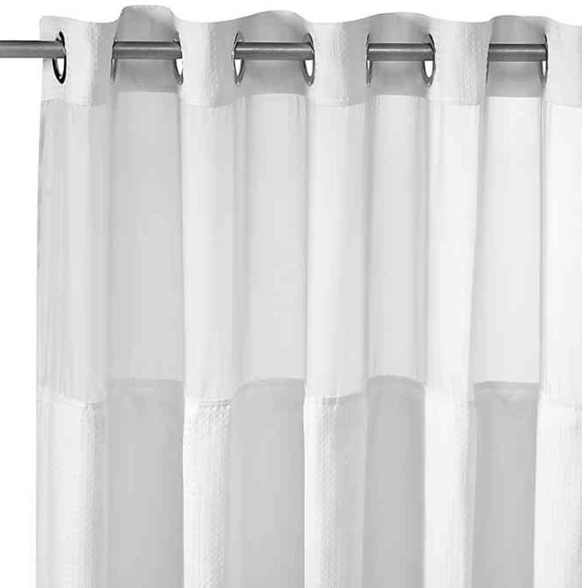 Stall Fabric Shower Curtain White, Hookless Shower Curtain Liner Stall Size