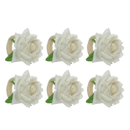 

4 Pcs Rose Napkin Ring Wedding Artificial Flower Silk Peonies Dinner Table Party (B)