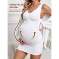 thumbnail image 4 of Athlemo Maternity Seamless Bodycon Dress Sleeveless Pregnancy Long Tank Top Slimming, 4 of 7