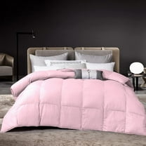 DNG Creations 1 Piece Damask Stripe Comforter 100% Egyptian Cotton 550 GSM Filling ( Oversized Queen Size ) All Season 800 Thread Count - Stripe Baby Pink Colour