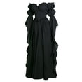 thumbnail image 4 of Renaissance Princess Maxi Gown, Off Shoulder Puff Sleeve Renaissance Ball Gown, Ruffled Chiffon Vintage Medieval Princess Cosplay Maxi Dress for Halloween Wedding Party, Black L, 4 of 8
