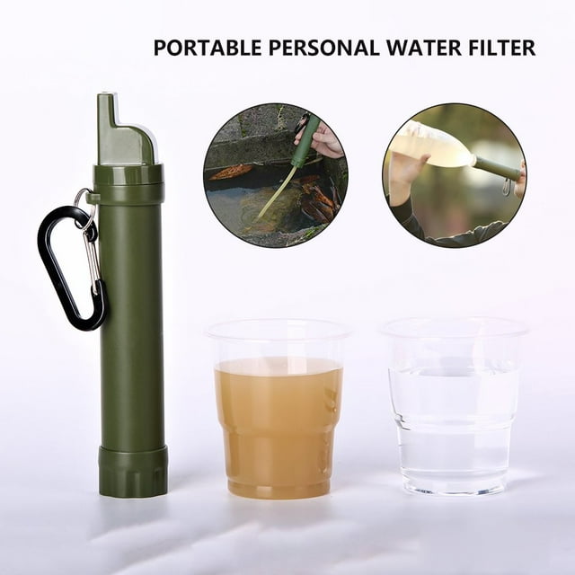 YOPTOP Camping Water Purifier Portable Survival Purifier Outdoor Water Filter Straw Water Filtration System Life Survival Water Purifier for Emergency Preparedness Camping Traveling Bac